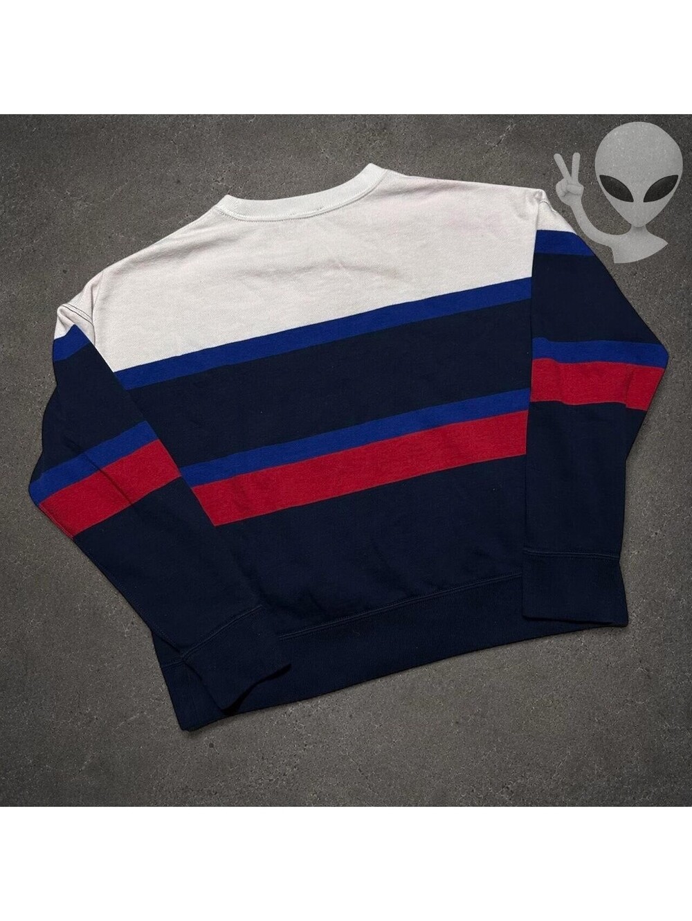 Polo Ralph Lauren Crewneck Sweatshirt Womens M Navy Blue Red White Colorblock - Picture 6 of 6